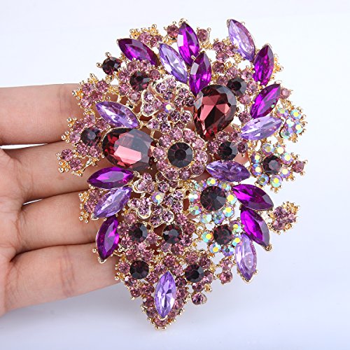 Image of EVER FAITH Women's Austrian Crystal Vintage Style Flower Leaf Cluster Brooch Pendant