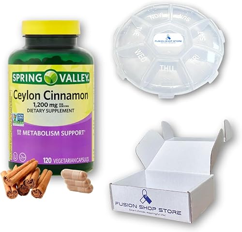 Cápsulas de canela de Ceilán Spring Valley 1,200 mg 120 ct (1 paquete), juego con estuche Fusion Shop Store Week (1)