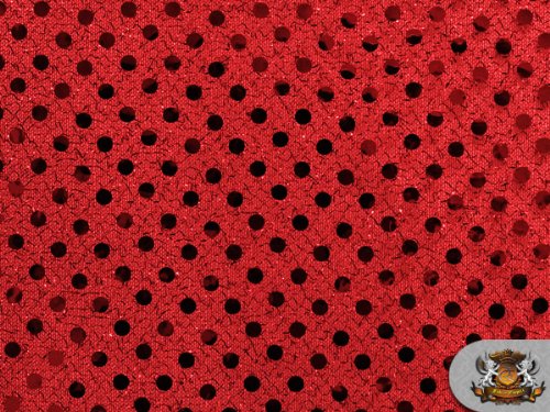 Small DOTS Sequin HOT RED Fabric / 42" Wide/Sold by The Yard