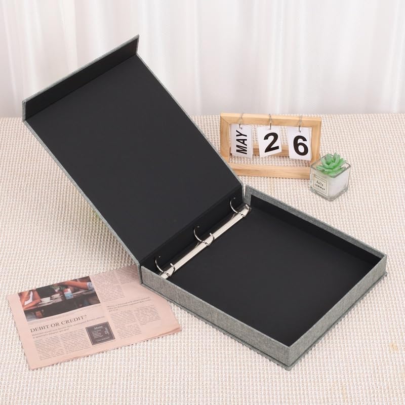 Travel Growth Commemorative Book ﻿ Loose Leaf File Storage Box Office Desktop File Fabric Paper Storage Box Applicable to Photos, Receipts, Star Cards, etc