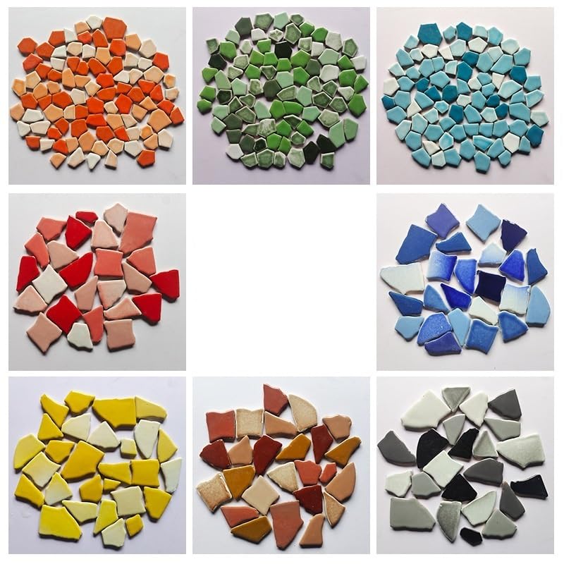Mosaico ceramica Mosaico de cerámica de 500 g, hecho a mano, con guijarros, azulejos de porcelana azul y blanca. Teselas para mosaicos(D1)
