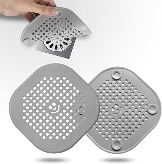 2 Pack Silicone Drain Hair Catcher Shower Protector - Sink Strainer Hair Stopper for Bathroom Kitchen Tub Grey