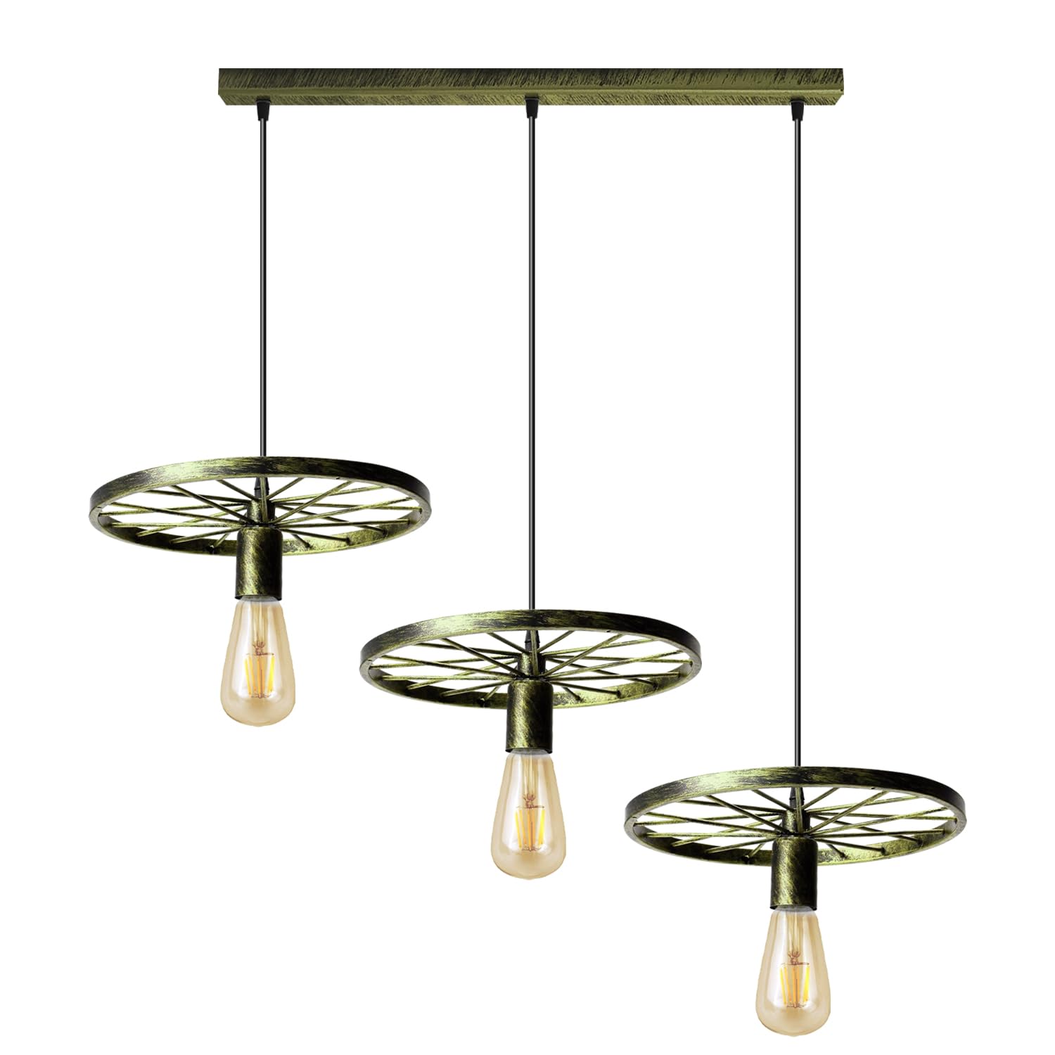 LEDSone Lampada da soffitto a 3 vie, stile vintage, rustico, in metallo, stile industriale, lampada da soffitto in argento spazzolato, attacco E27 con piastra da soffitto da 50 cm [classe energetica