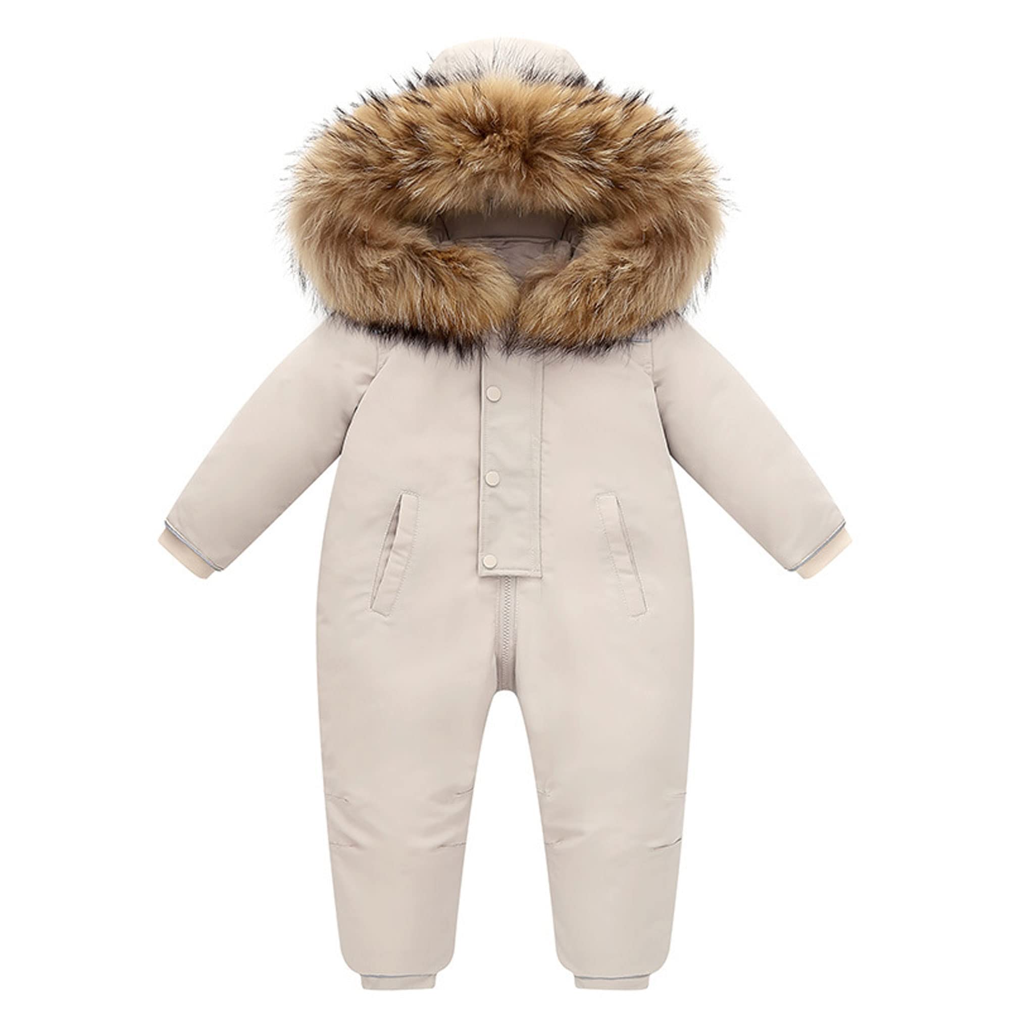 bestgift Traje de una sola pieza para niños hombres y mujeres traje de esquí de plumón traje de una sola pieza 1-6 años engrosado, blanco, 100 cm