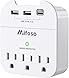 Multi Plug Outlet Extender USB Wall Charger Surge Protector with 3 Outlet Extender 3 USB (USB-C 3.1 A 2 USB-A) Wall Plug Adapter with Phone Holder for Office Home 490Joules