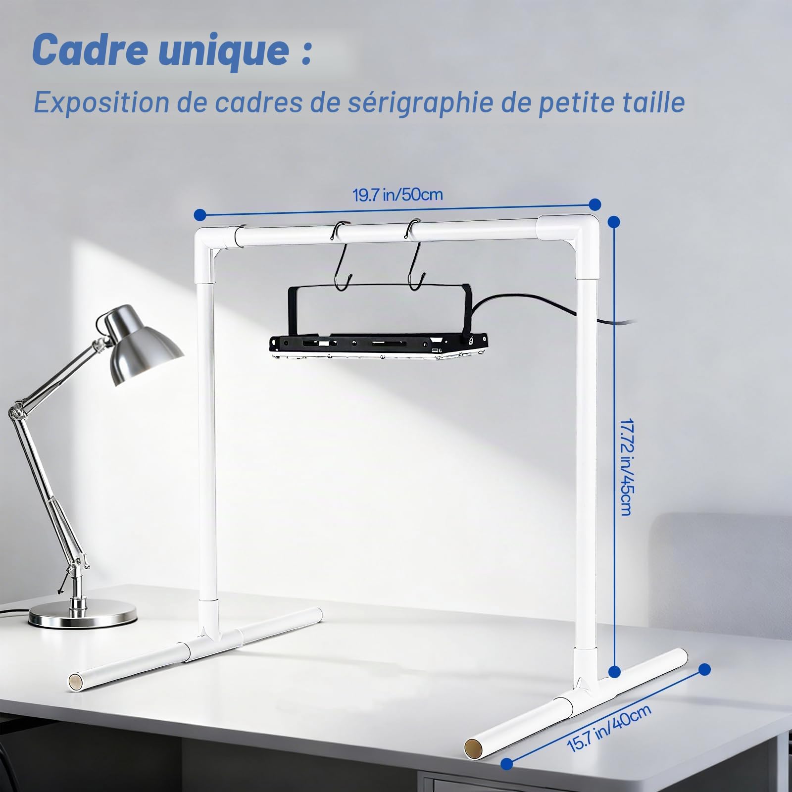 Lot de 2 lampes UV LED 50 W pour sérigraphie avec double support, unité d'exposition pour kit de sérigraphie, émulsion photo et cyanotypes