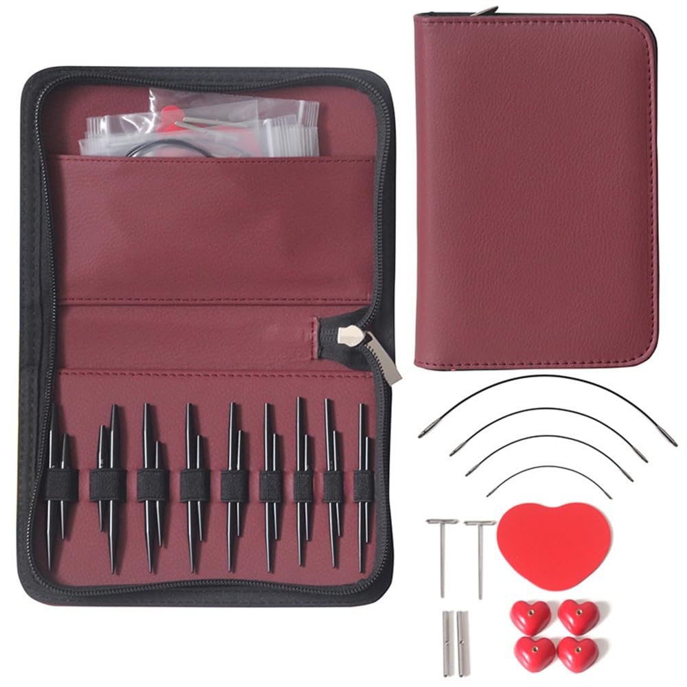 Vjsujehgy Replaceable Cord Circular Needle Knitting Tool 5+ 8 Sleeve Needles Aluminum Oxide Detachable Set