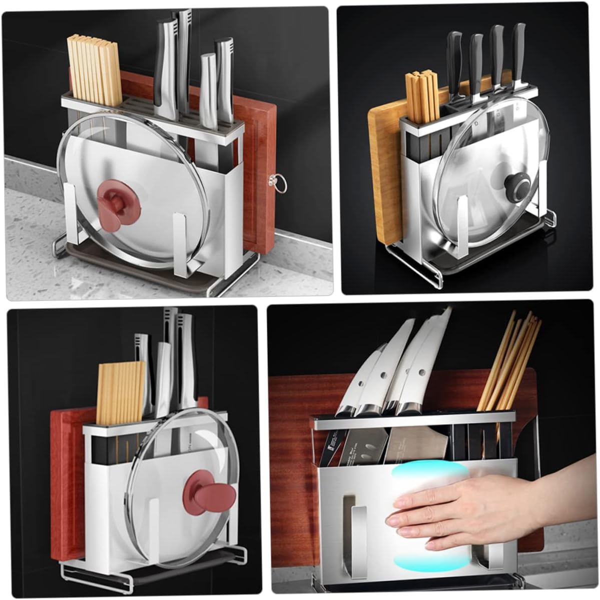 Cutter Storage Rack Pot Cover Rack Knife Holder Chopstick Cage Kitchen Gadget Organizer