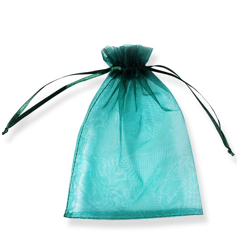 PLECUPE 100 Pcs Organza Bags, Large 9x12 cm Wedding Favours Bags with Drawstring for Wedding, Christmas, Birthday, Anniversary, Baptism - Green โ image 1