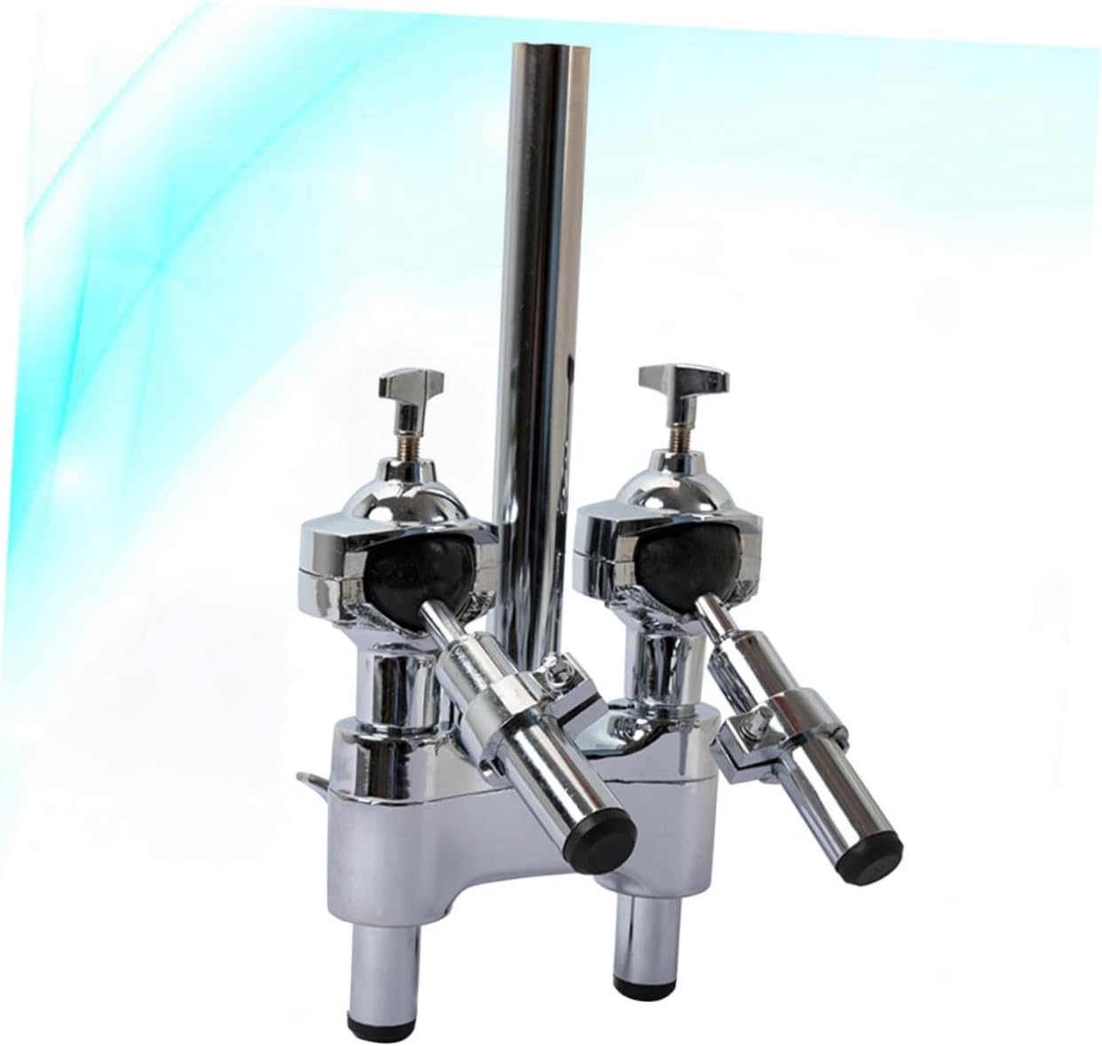 Toyvian Double Tom Support Stand Mount Bracket for Drum Set Accessories Lightweight Construction Easy to Use for Musicians Silver Finish