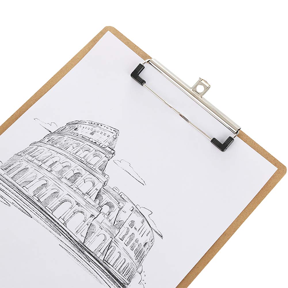 A4 Portablocco di Legno con Clip in Metallo gommato - Extra Spessa 4 mm - Pannello di Legno - Porta-Pad Lavagna da Scrittura Ideale per Il Lavoro Quotidiano,Set da 5 Pezzi