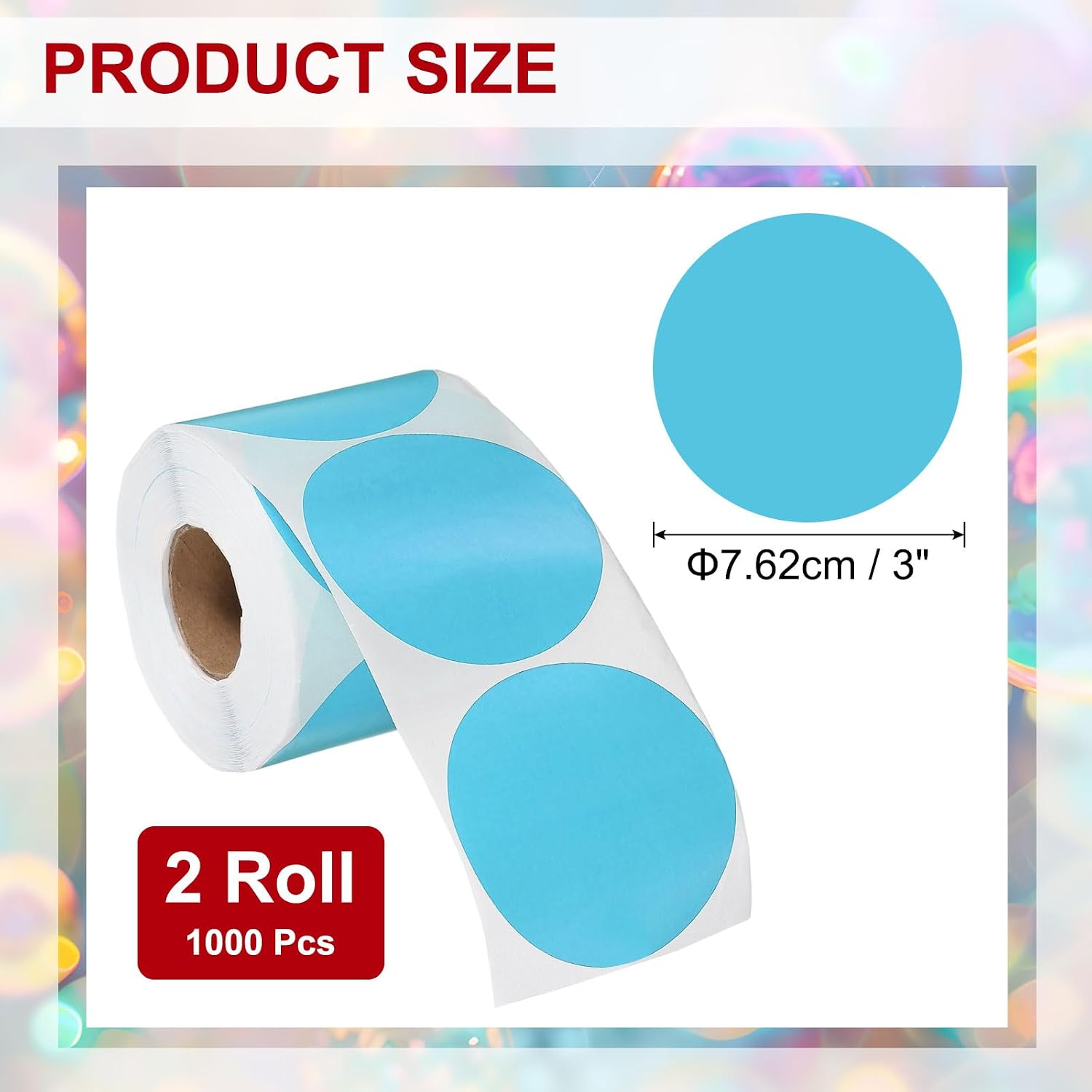 PATIKIL 1000 Pcs Colored Dot Stickers, 3 Inch Circle Stickers Self Adhesive Large Circle Labels Tags Coding Labels Blank Round for Labeling Office Yard Sale Garage Sale Home, Light Blue