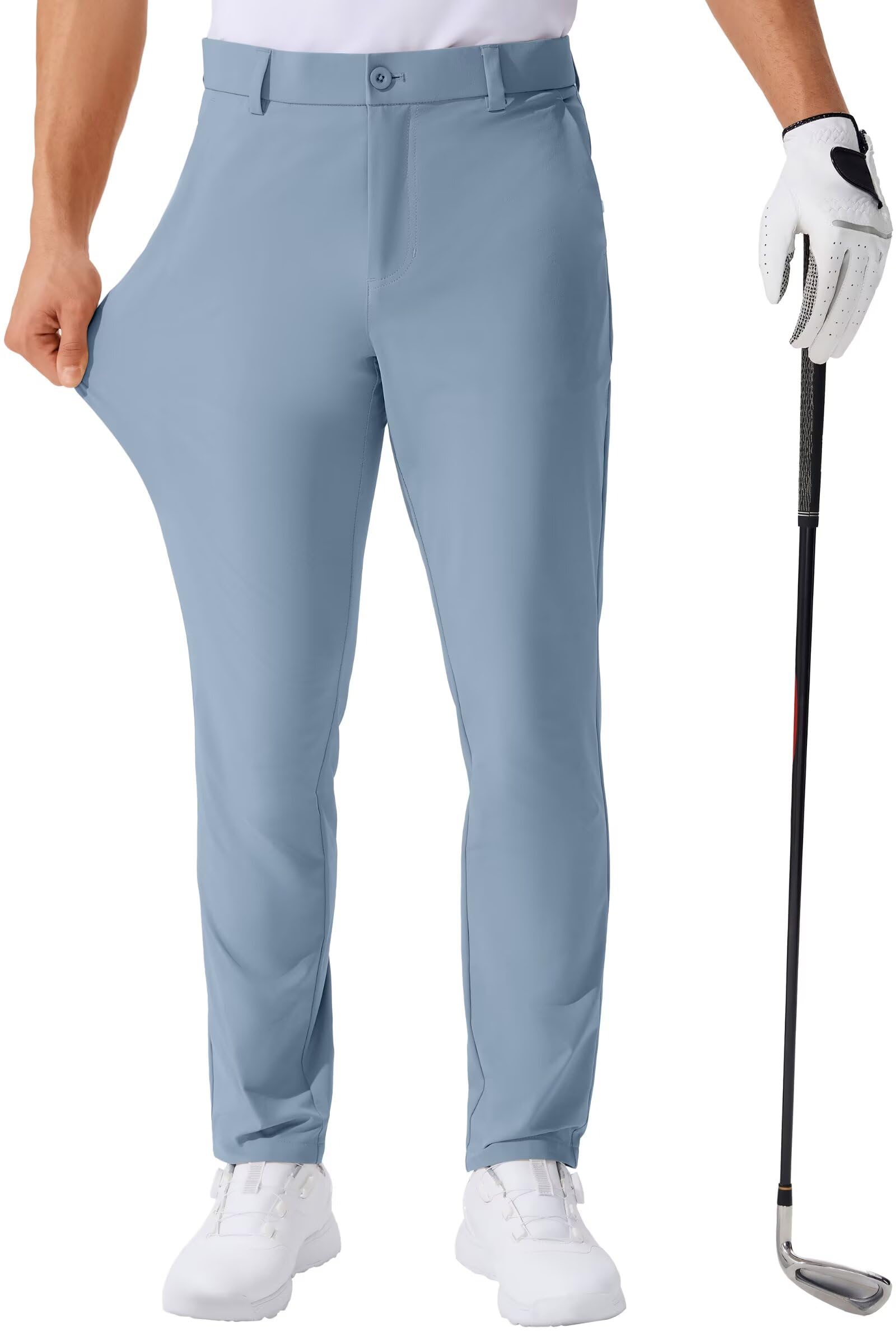 jurunfeng QPNGRP Men's Golf Pants 30"/32"/34" Inseam Lightweight Stretch Work Dress Pants Greyblue 40Wx32L