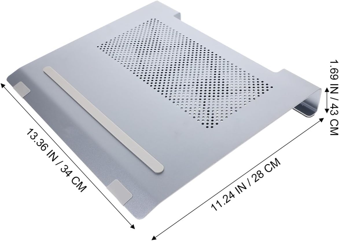 Aluminum Alloy Laptop Cooling Pad with Quiet Dual Fans and RGB Led, Ventilated Stand for Gaming and Office Use, Gray Cooler Support for Notebooks