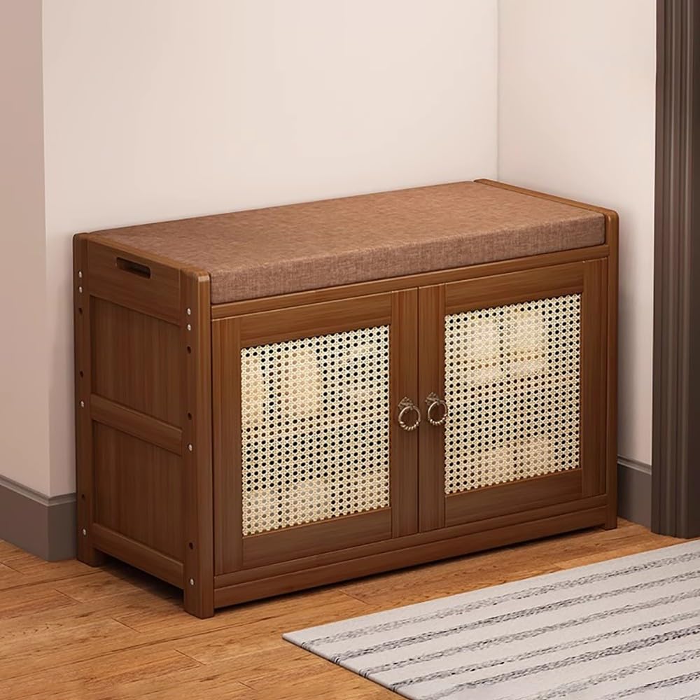 Banc de rangement pour chaussures gain de place entrée étagère 2 niveaux assise robuste