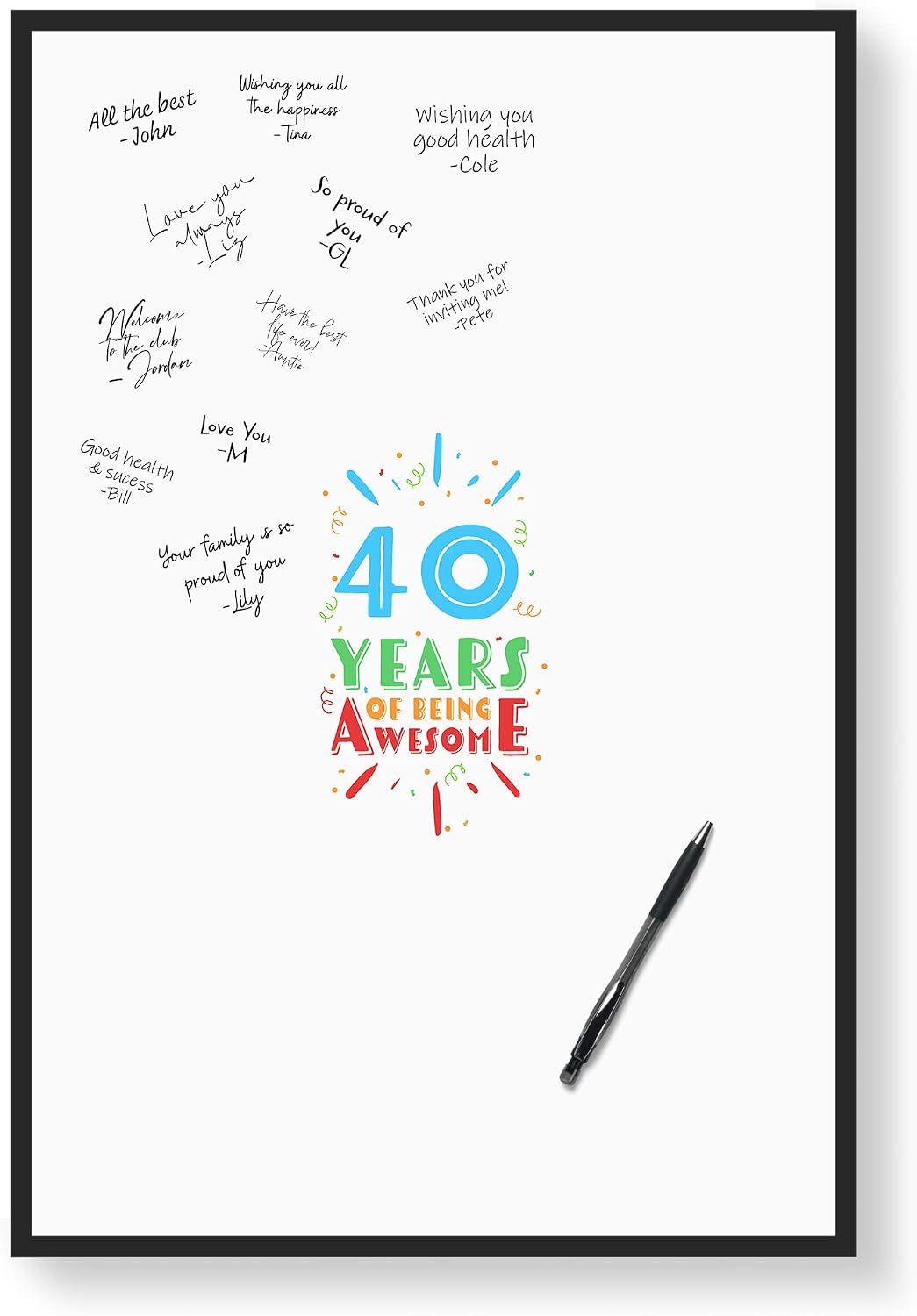 Karto 40th Birthday Signature Board - Awesome | Unframed, 11x17 in Poster Size, Party Supplies, Guest Book or Card Alternative