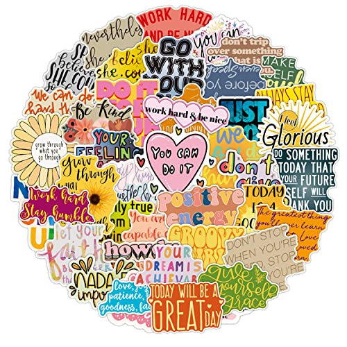 FAMIDIQGO Lot de 50 autocollants inspirants pour ordinateur portable, téléphone, bouteille d'eau, skateboard, guitare, pad, autocollants en vinyle esthétique, imperméables