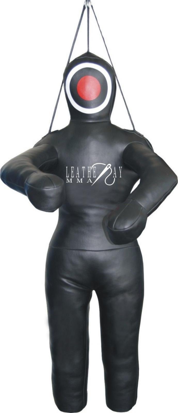 LEATHERAY MMA Jiu Jitsu Judo Punching Bag Grappling Dummy Black Synthetic Leather-70 inches-Unfilled