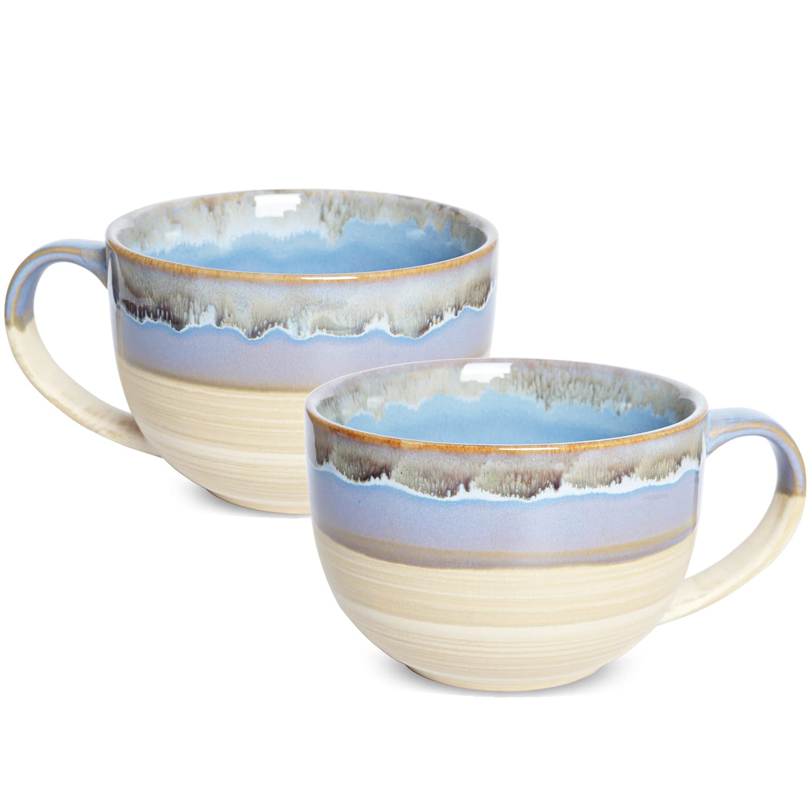 Amazon.com: Bosmarlin Ceramic Jumbo Coffee Mug Set of 2, 23 Oz, Large Mug  Soup Bowls with Handles, Dishwasher and Microwave Safe (Blue) : Home &  Kitchen