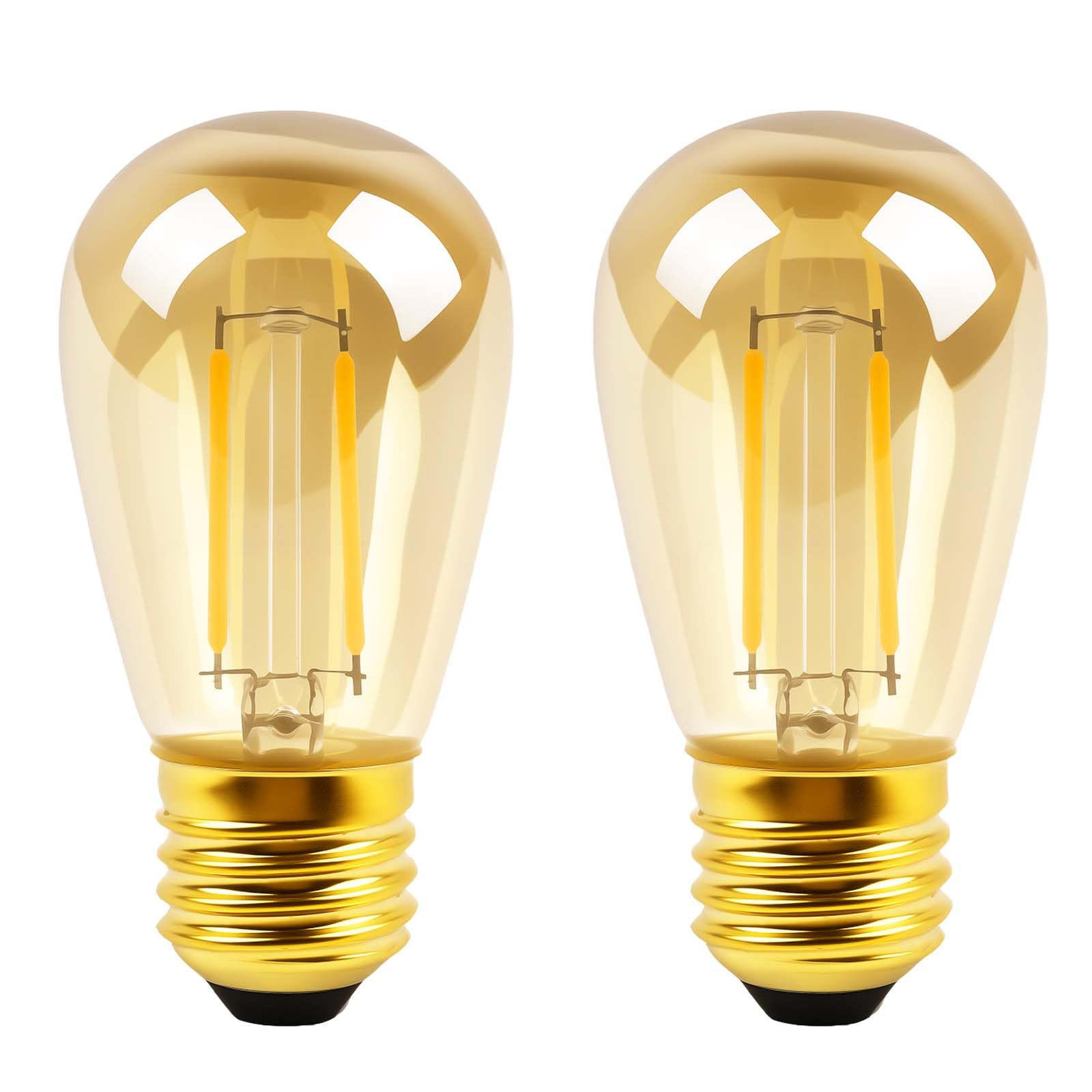 JQslight S14 Amber Retro LED Light Bulb 1W,E27 Edison Screw Light Bulbs, 10W Incandescent Equivalent,2700K Warm White Non-Dimmable,AC 220-240V,E27 Decorative Vintage Filament Light Bulbs,Pack of 2.