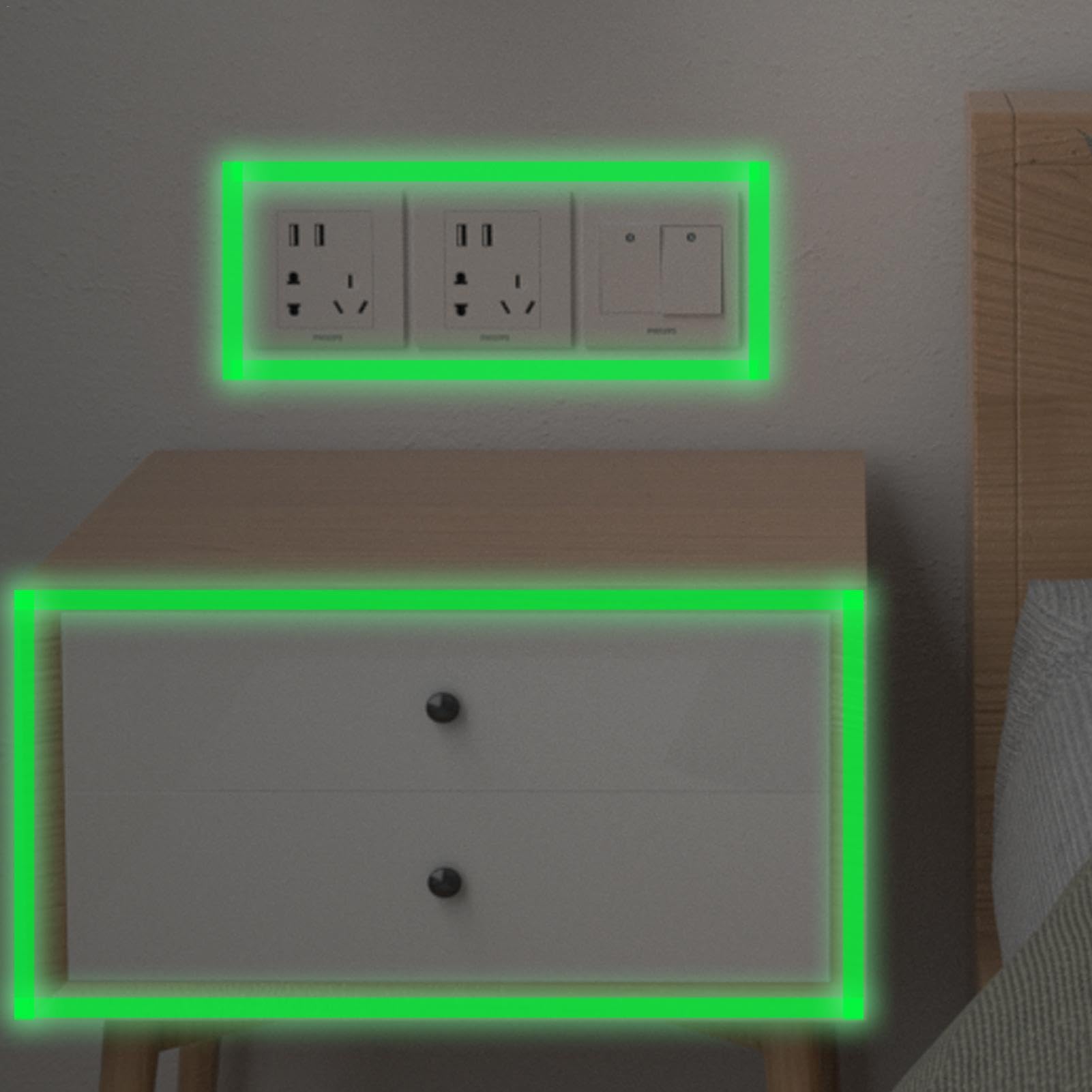 Ruban Autocollant Phosphorescent Vert - Brille Dans Le Noir - Imperméable, Amovible - Pour Sécurité Ou Décoration - 7