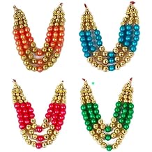 GOOFY TURTLE Moti Mala Set of 4 Colorful Small Pearl Malas Random Color for Laddu Gopal, Devi Maa, Radha Krishna, Ganpati, Sai Baba & All God Idols