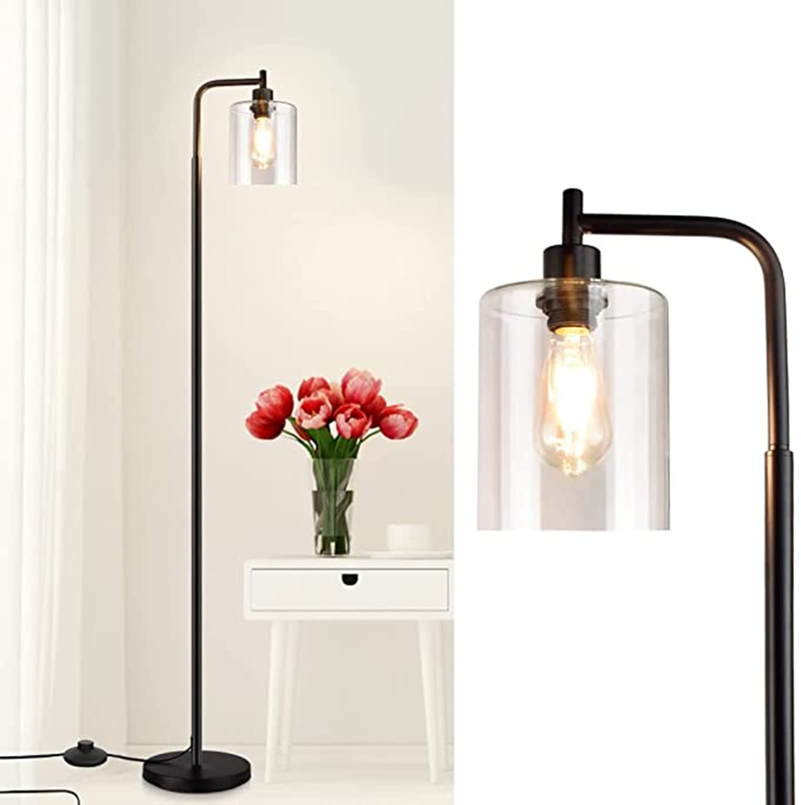 Buy Industrial Floor Lamp, Modern LED Standing Lamps with Hanging Clear