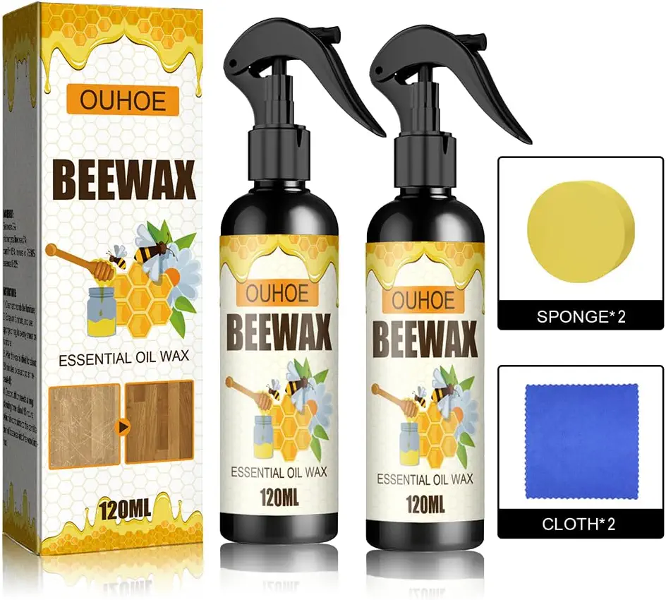 Biaoyun 2PCS Beeswax Furniture Polish, Original beeswax furniture polish, Antique Furniture Cleaner, Natural Micro-Molecularized Beeswax Spray, Furniture Beeswax Polish and Cleaner Spray