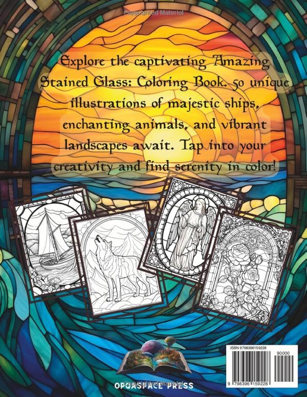 Amazing Stained Glass: Coloring Book with 50 Unique Artworks, for Every Art Enthusiast image 3