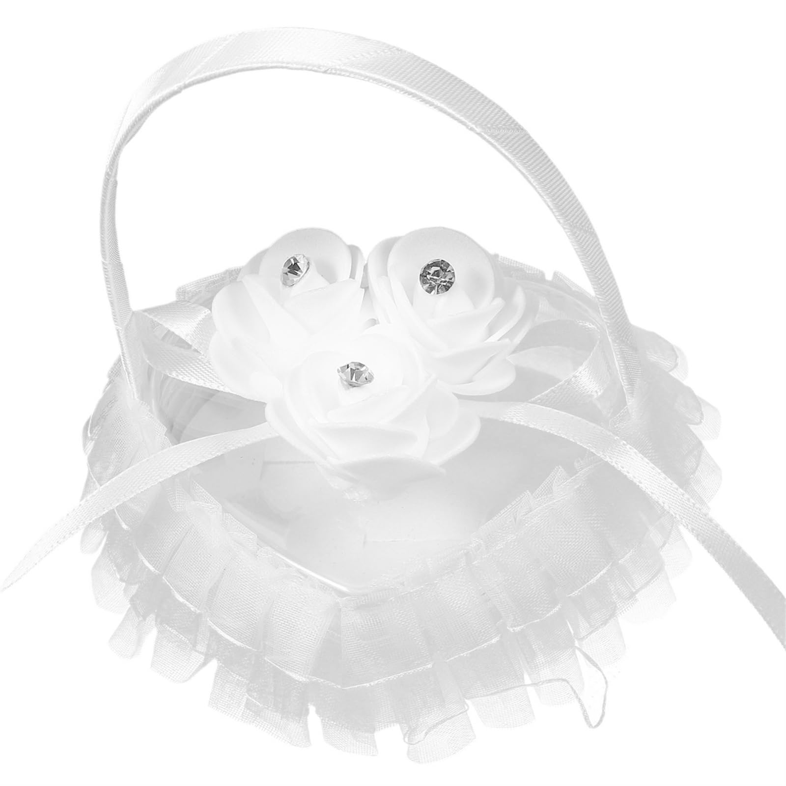 Cuscino Fedi Nuziali Cuscino for anello di fidanzamento romantico a forma cuore in pizzo con maniglia for cerimonia per cerimonia nuziale, proposta di matrimonio(C)