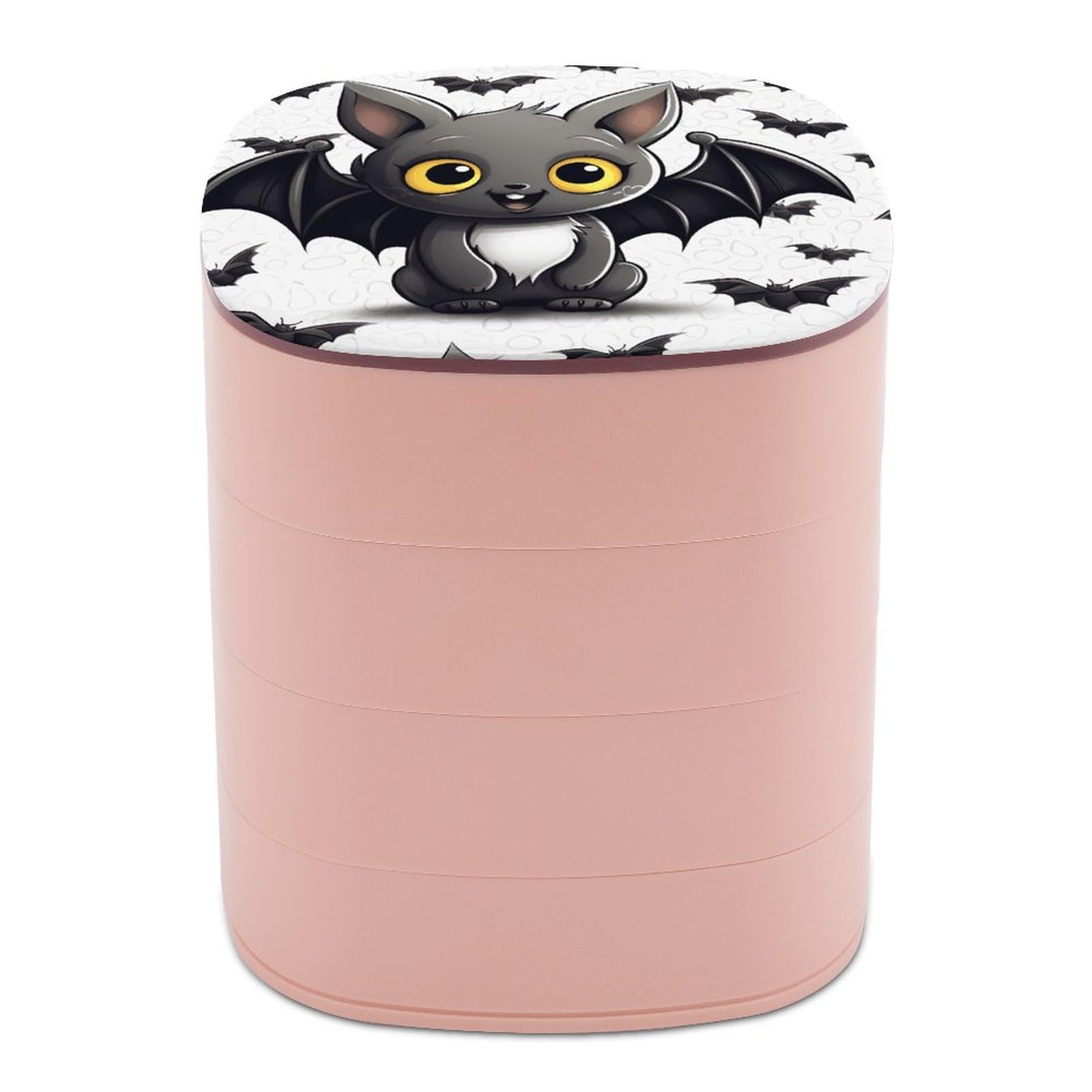FekiLoot Cute Bat Jewelry Box 4-Layers Rotatable Jewelry Organizer Storage Box with Mirror Cute Travel Jewelry Case Portable Earring Holder Organizer for Ring Necklace Bracelet