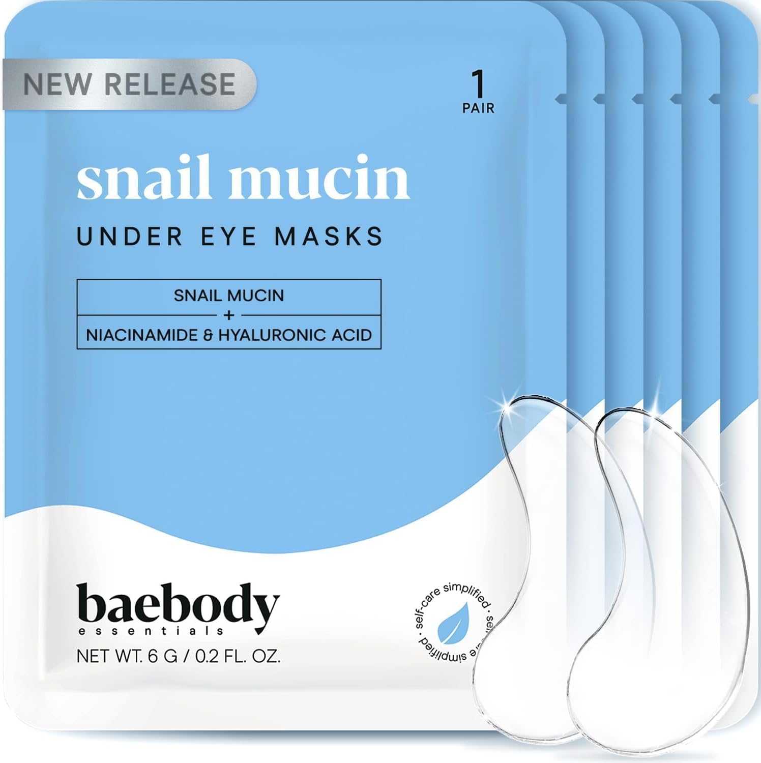 Baebody Advanced Snail Mucin Under Eye Masks (6 Pairs), Under Eye Patches for Puffy Eyes and Dark Circles, Hydrating Under Eye Patches to Reduce Fine Lines, Under Eye Patches Korean Inspired