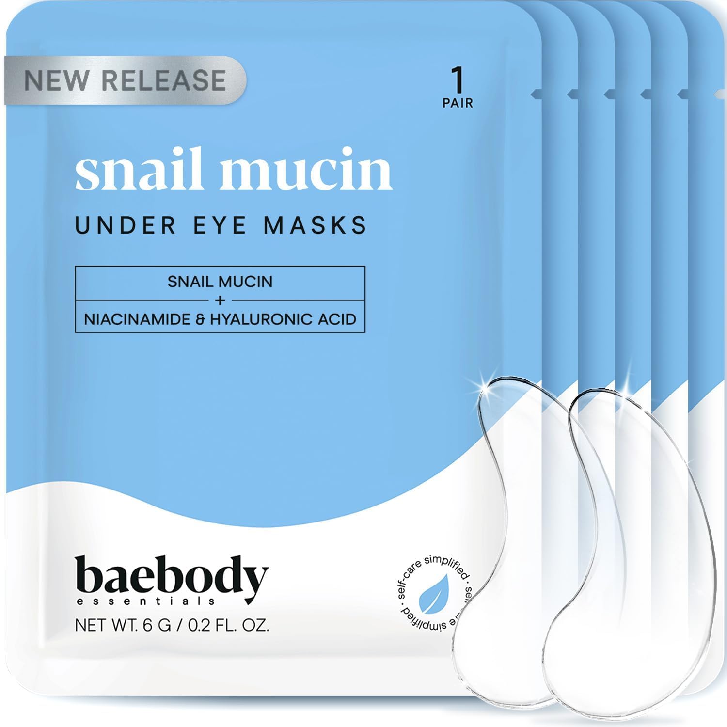 Advanced Snail Mucin Under Eye Patches for Women & Men (6 Pairs) - Under Eye Masks for Dark Circles and Puffiness - With Niacinamide - Reduce Fine Lines and Wrinkles