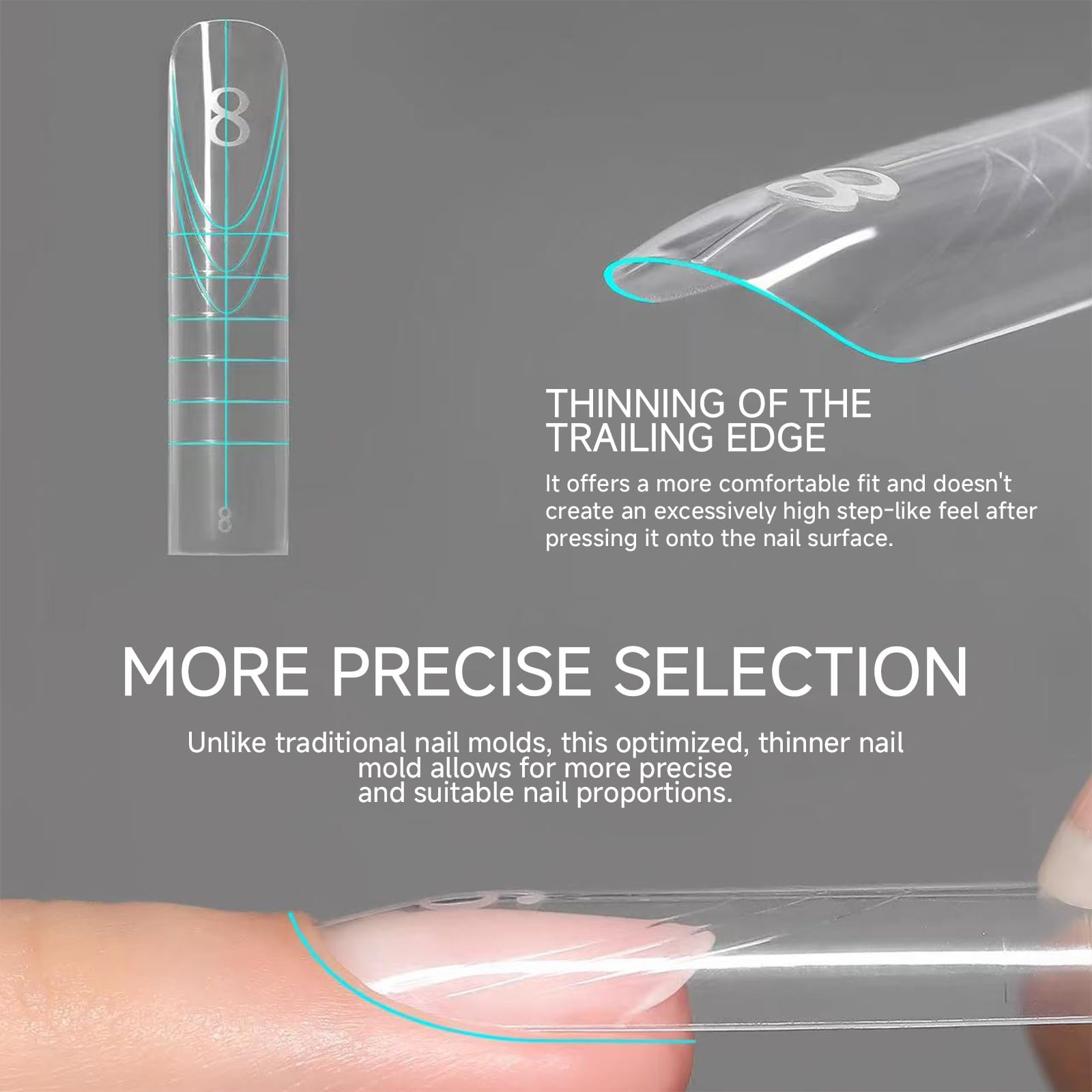 Set di 240 forme per unghie a doppio sistema, 120 fustelle superiori e 120 fustelle inferiori con 1 pennello per unghie, punte finte per extension per unghie finte a stiletto, per gel in