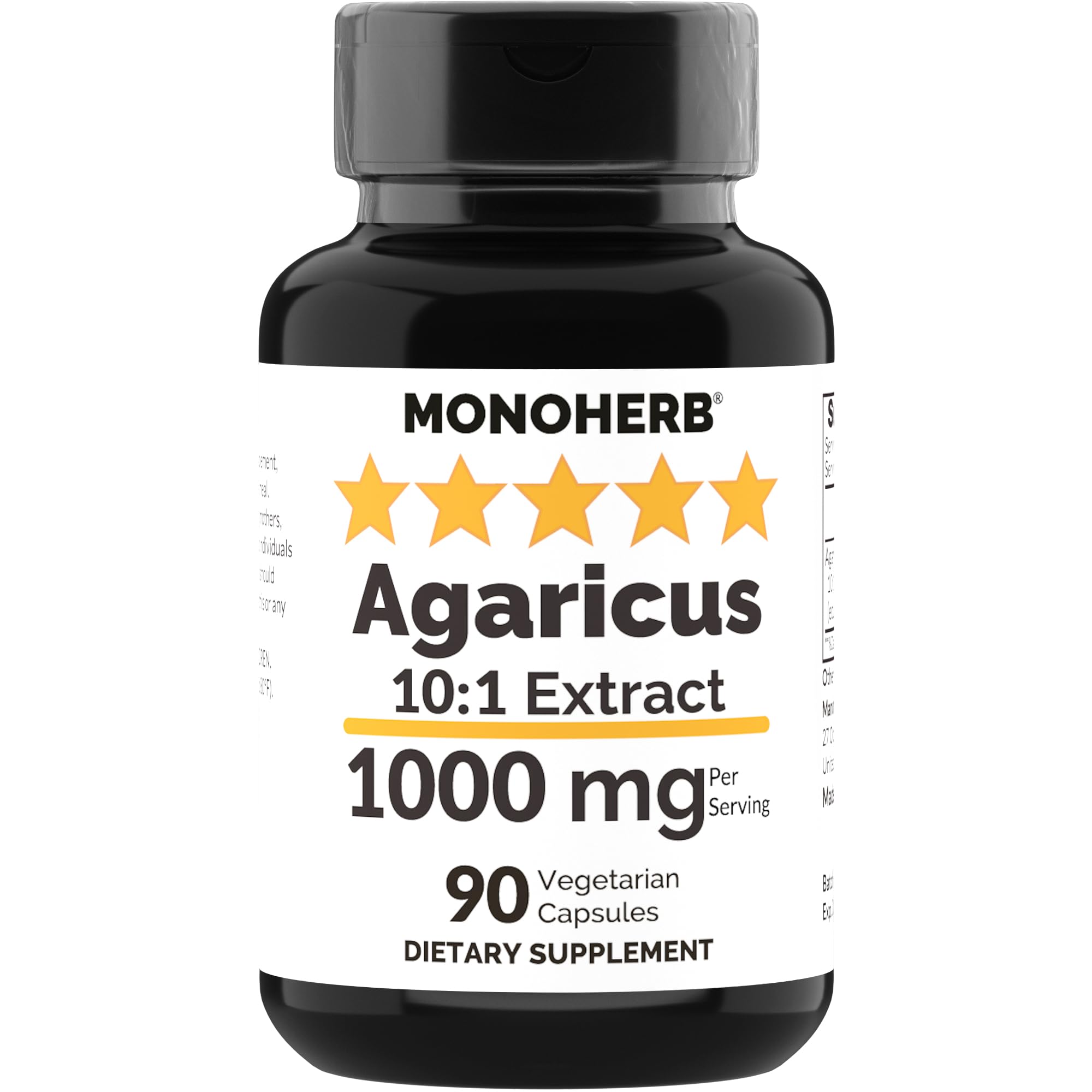 Agaricus Mushroom Extract 1000 mg - 90 Vegetarian Capsules