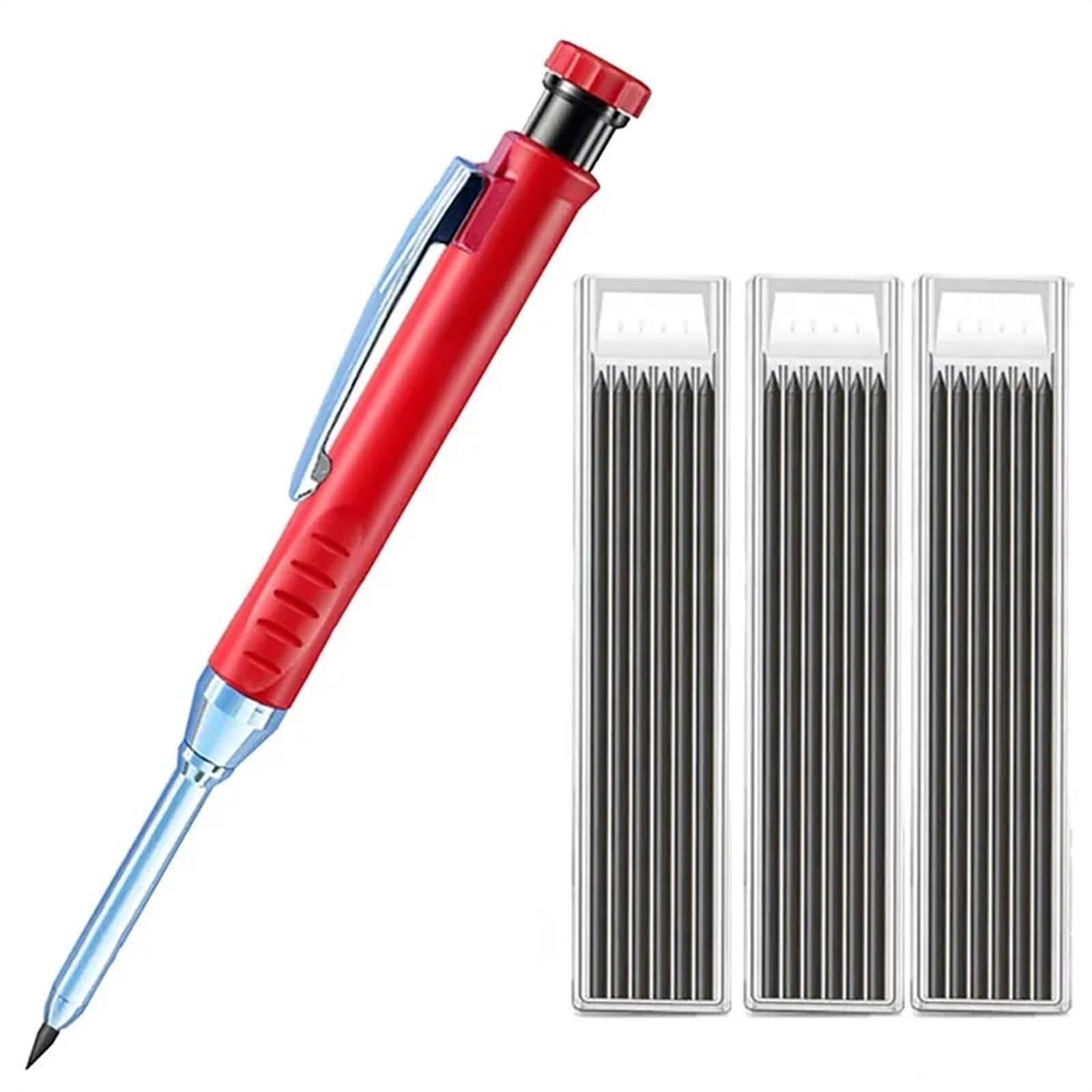 Lápiz Mecánico De Carpintero Sólido De 2,8mm Con Sacapuntas For Construcción De Carpintería Lápiz De Carpintero De Cabeza Larga Suministro De Papelería (Size : 4pcs set-Red D)