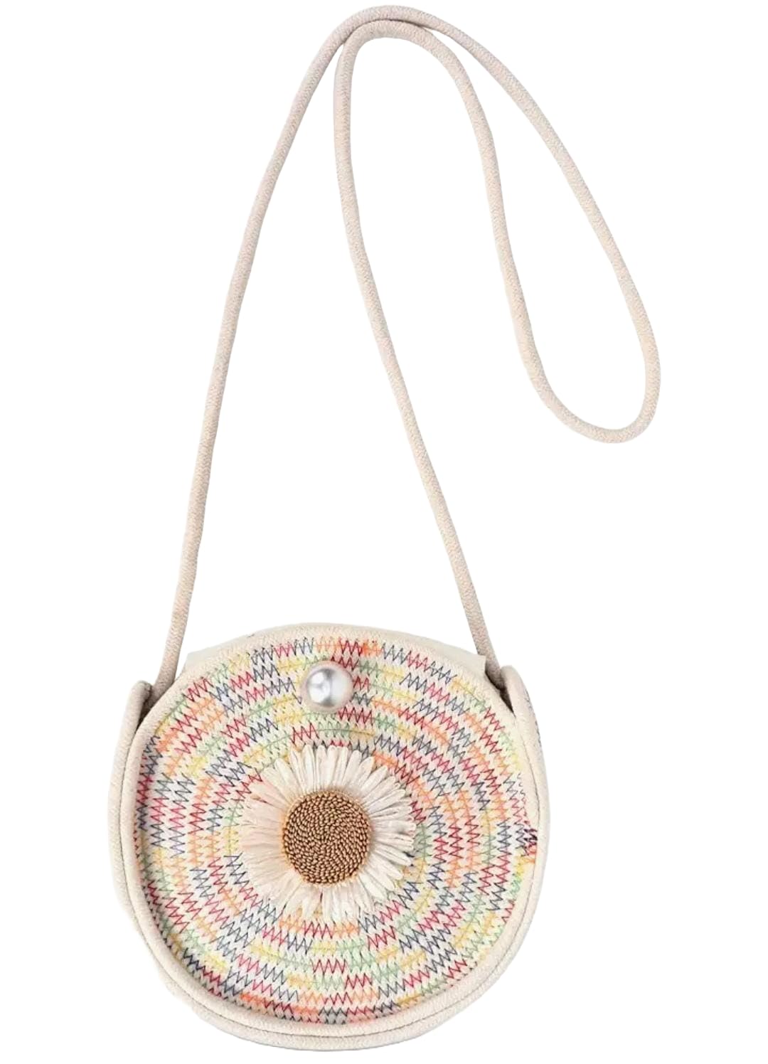 Womens Round Jute Sling Bag with Pompom, Girls Shoulder Purse, Small Handbag, Small Shopping bag for Women, Round(gol) Jute sling Bag(Multicolour) (B0D8QFSL2C) Amazon Price History, Amazon Price Tracker
