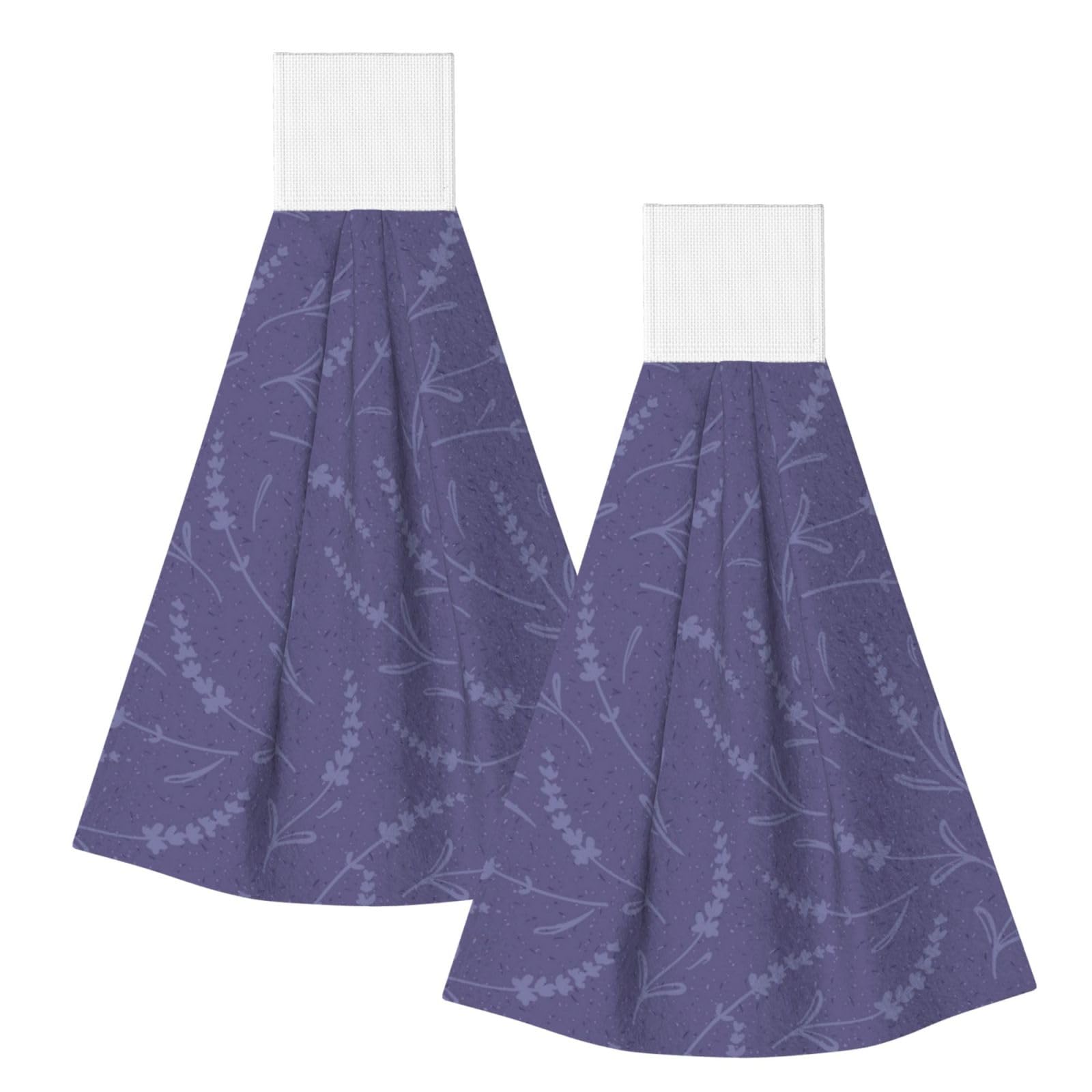 DOPKLNA Lavender Pattern, 2 Pcs Hanging Coral Fiber Hand Towels for Bathroom, Absorbent Kitchen Towels