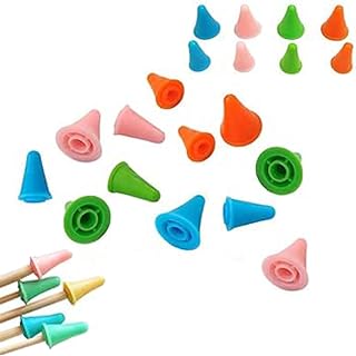 Coehaopike 20個入り 编み針キャップ棒針キャップ 編み針ポイントプロテクタ- ニ-ドルチップカバ- ラバ-素材製 編み棒用 裁縫道具 ランダムカラ-