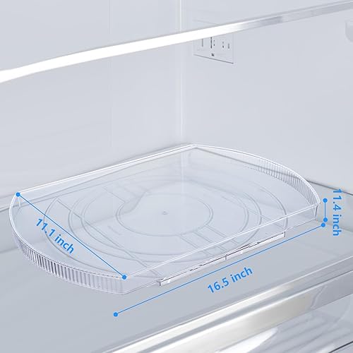 Miniatura 3 de Lazy Susan rectangular para refrigerador, 16.53 x 11.02 pulgadas, organizador de refrigerador transparente Lazy Susan, giratorio rectangular para