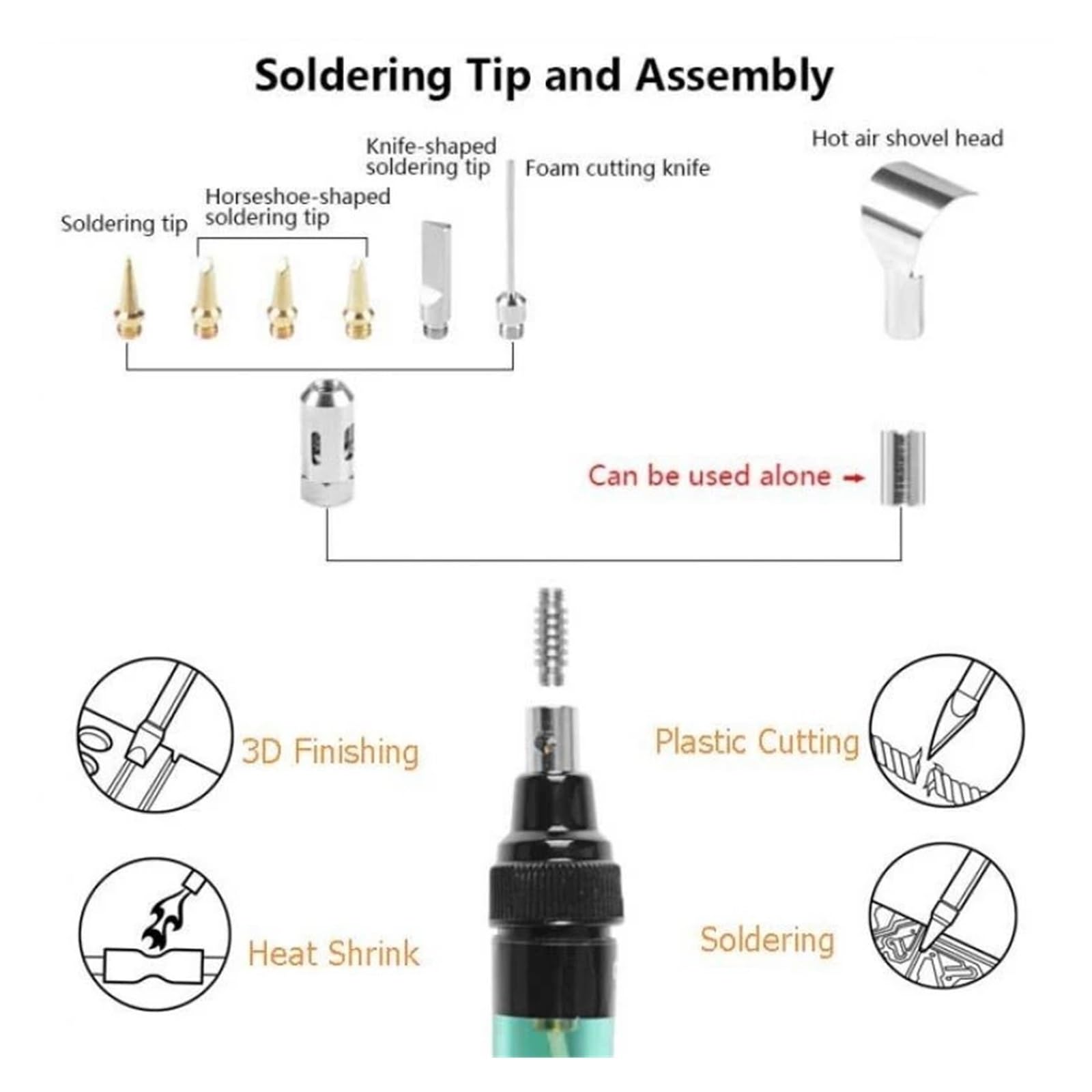 Saldatore portatile 1300 Celsius butano 4 in 1, kit saldatura a penna bruciatore torcia saldatore a gas, strumento punta butano cordless