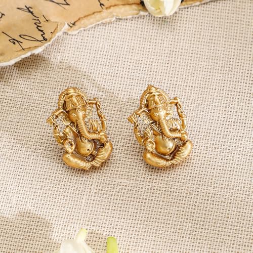 Image of Rubans Womens 24K Gold-Plated Divine Ganesh Motif White Pearl Studded & Beaded Multistrand Necklace Set
