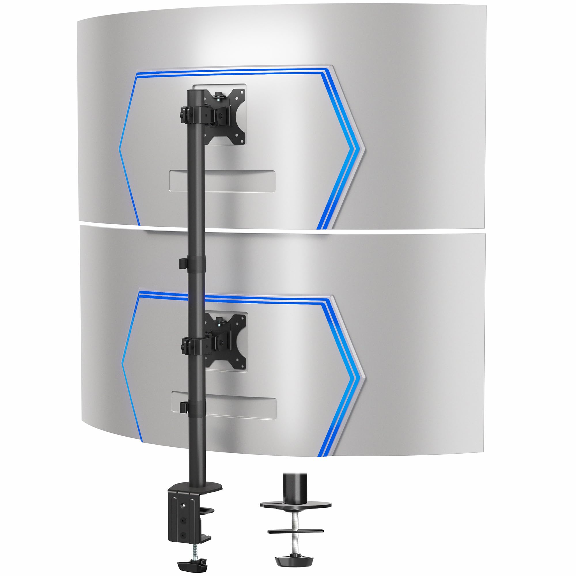 VIVO Dual Vertically Stacked Ultra-Wide Monitor Desk Mount, Extra Tall Heavy Duty Adjustable Stand for 2 Ultrawide Screens up to 45 inches, 25 lbs Per Screen Capacity, Black, STAND-V200R