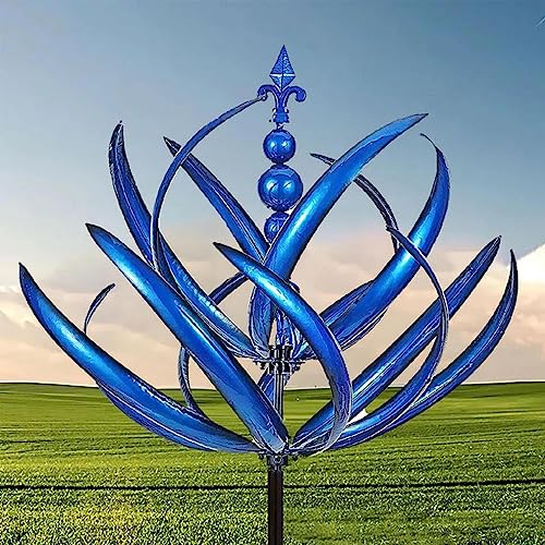 Harlow Wind Spinner Rotator Harlow Garten Windspiele,Metall Winddreher Abnehmbare Wind Drehbare Windmühle Blau Wiederverwendbare Langlebig Reflektierend Gartenpflock Aus Eisen Für Terrasse Hof Rasen – Bild 3
