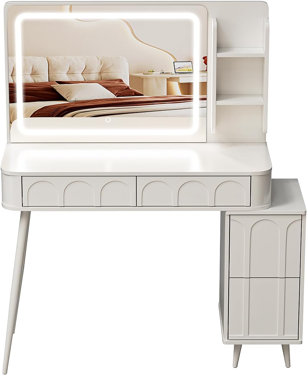 Tocador con luz y espejo para crear un salón de belleza en tu propia casa