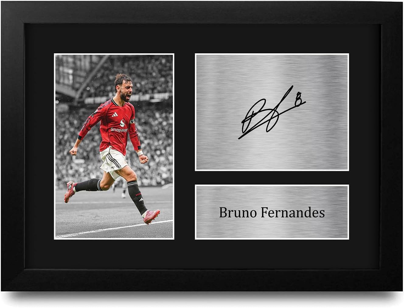 HWC Trading BLK FR Bruno Fernandes Gifts Printed Signed Autograph Picture for Fans and Supporters - A4 Framed