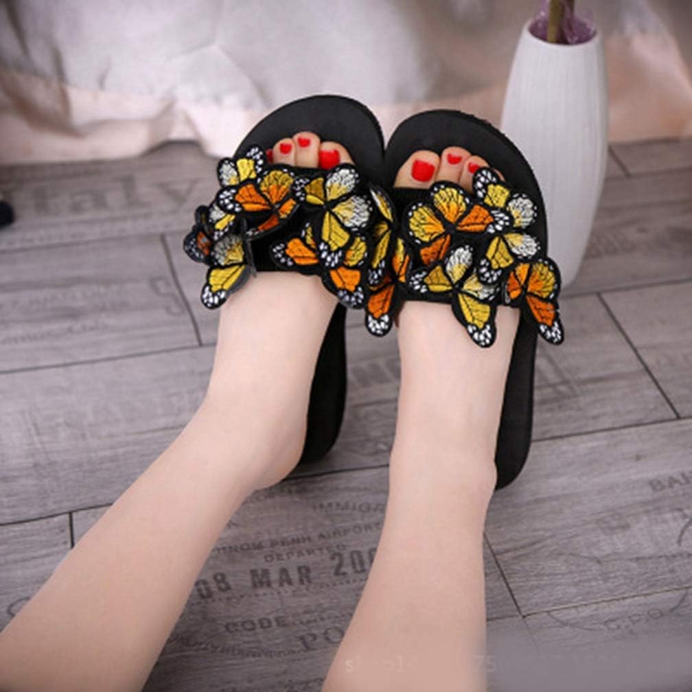 MIOKE Summer Flat Slide Sandals For Womens Butterfly Platform Low Heel Comfy Nonslip Casual Beach Sandals - Image 5