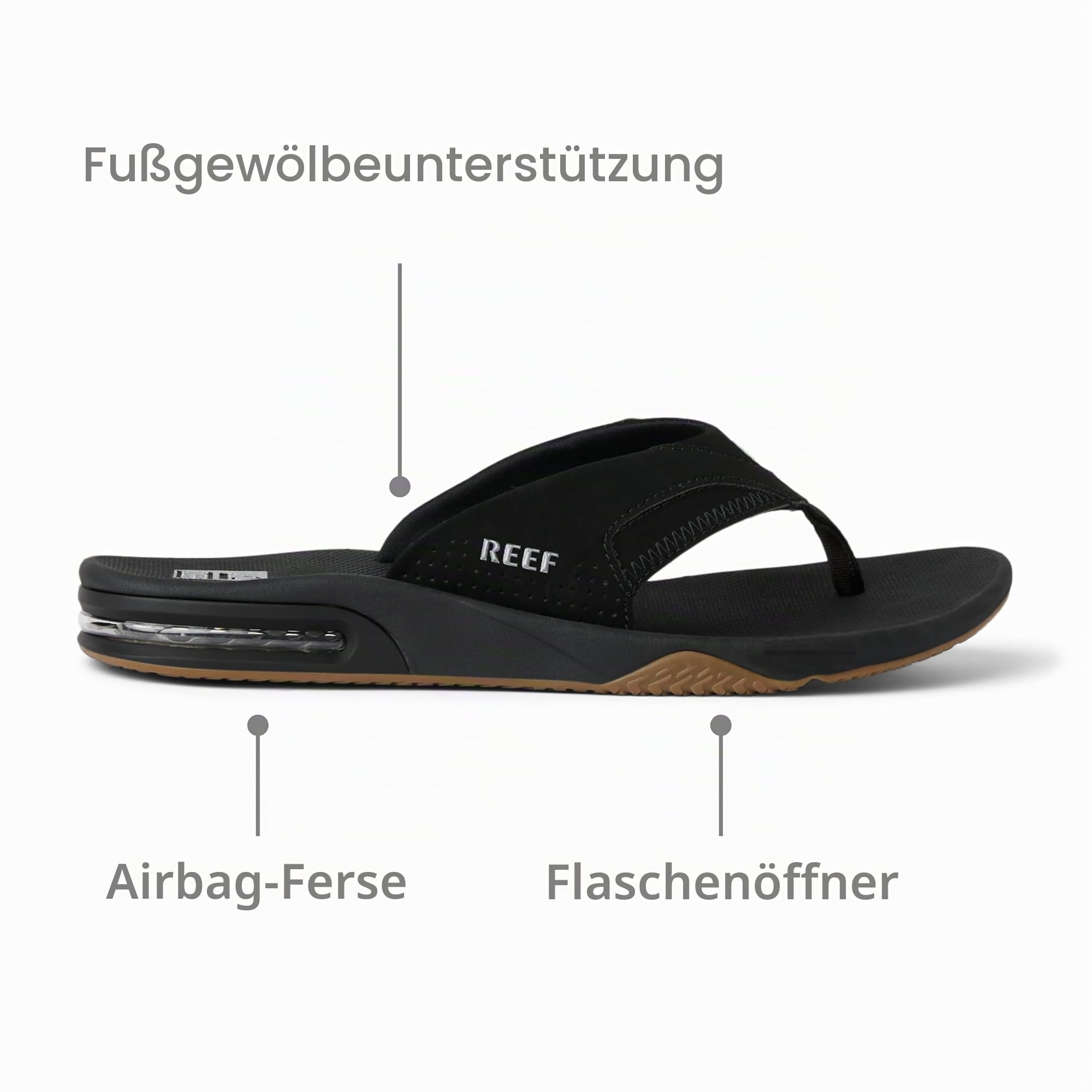 Reef Fanning, Herren Zehentrenner, Schwarz (Black/Silver BLS), 42 EU (8 UK)