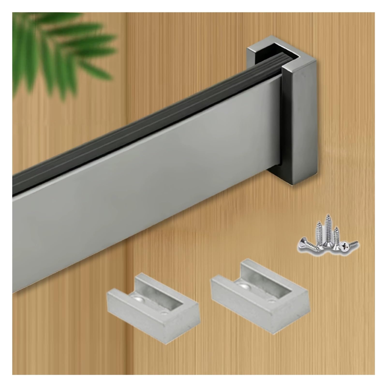 No Rust Closet Clothes Rod 12 24 30 40 48 60 inch, Removable Square Garment Bar for Bedroom/Hotel/RV, with Anti-slip Silence Strip, Cuttable & Customizable(Light Gray,Closet Width 35"/88.9cm)