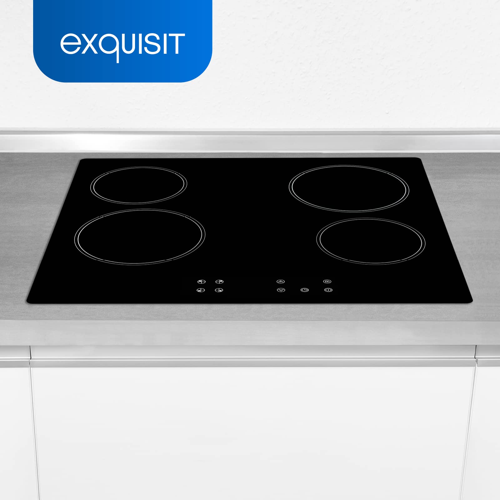 Exquisit EKC601-2 Integrado Con - Placa (Integrado, Con placa de inducción, Vidrio y cerámica, Negro, 1200 W, Alrededor)